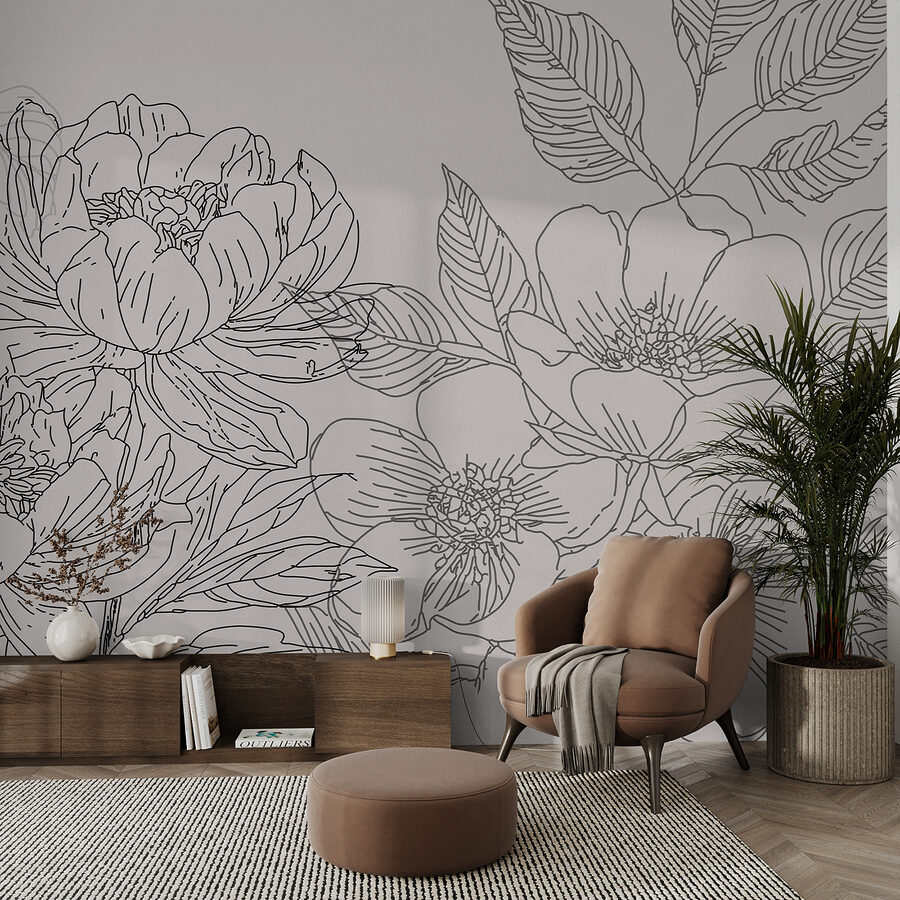 Desenho de flores e folhas