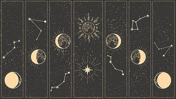 Grupo de faixas com lua e estrelas Grupo de faixas com lua e estrelas