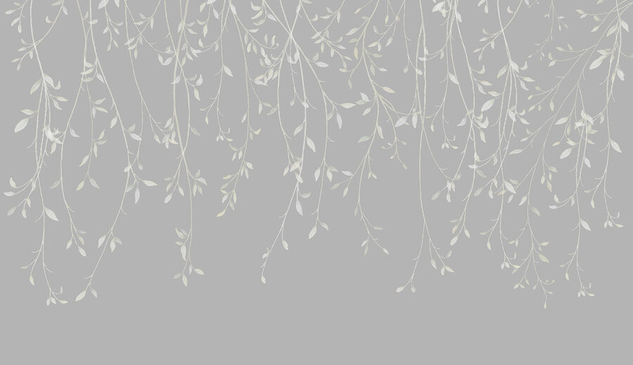 Fundo branco e cinzento com folhas