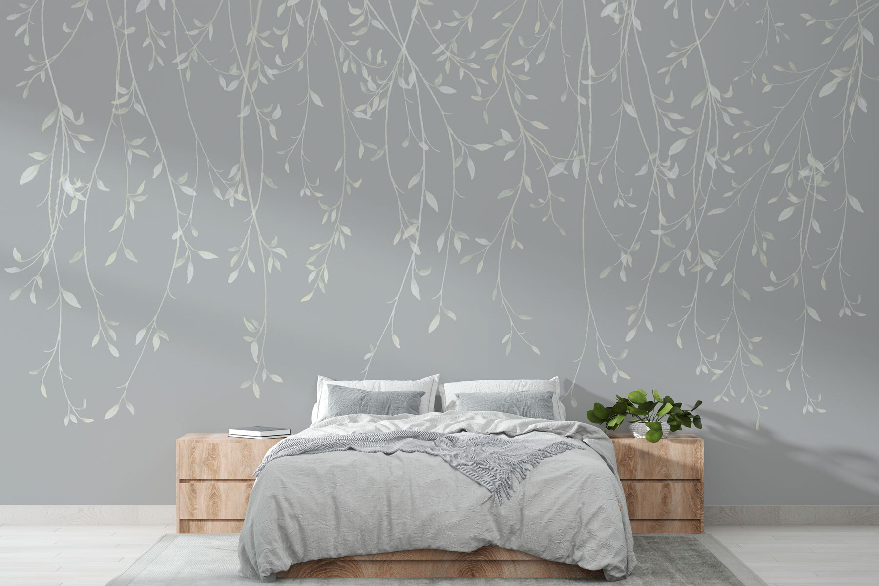 White and gray background with leaves White and gray background with leaves