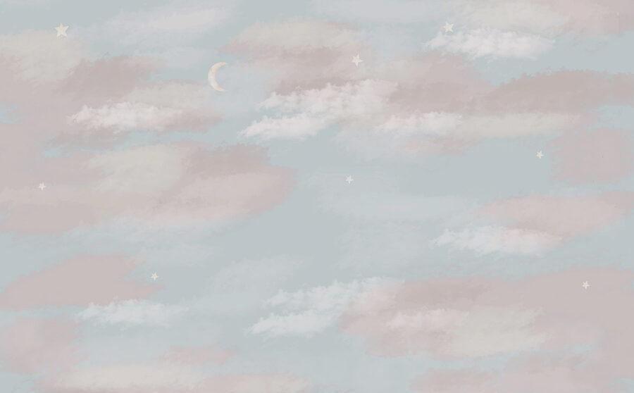 Papel de parede Céu azul com nuvens e uma lua crescente - Image 5