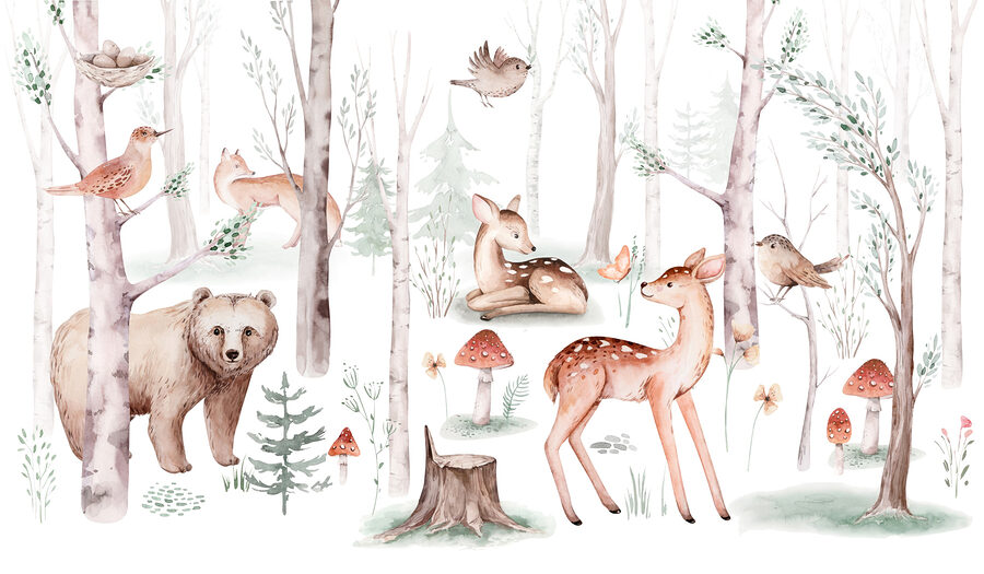 Grupo de animais no bosque