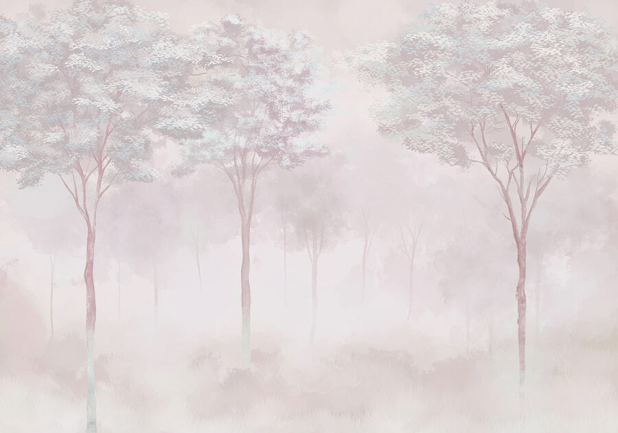 Floresta com nevoeiro e árvores Floresta com nevoeiro e árvores