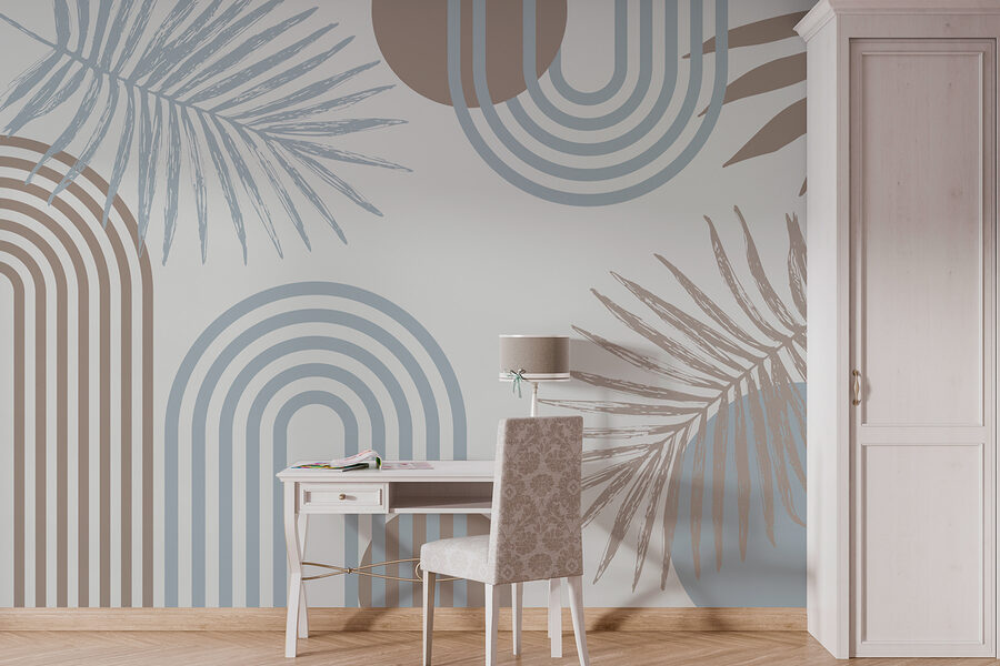Papel de parede Padrão de folhas e um arco-íris - Image 2