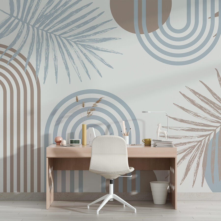 Papel de parede Padrão de folhas e um arco-íris - Image 3