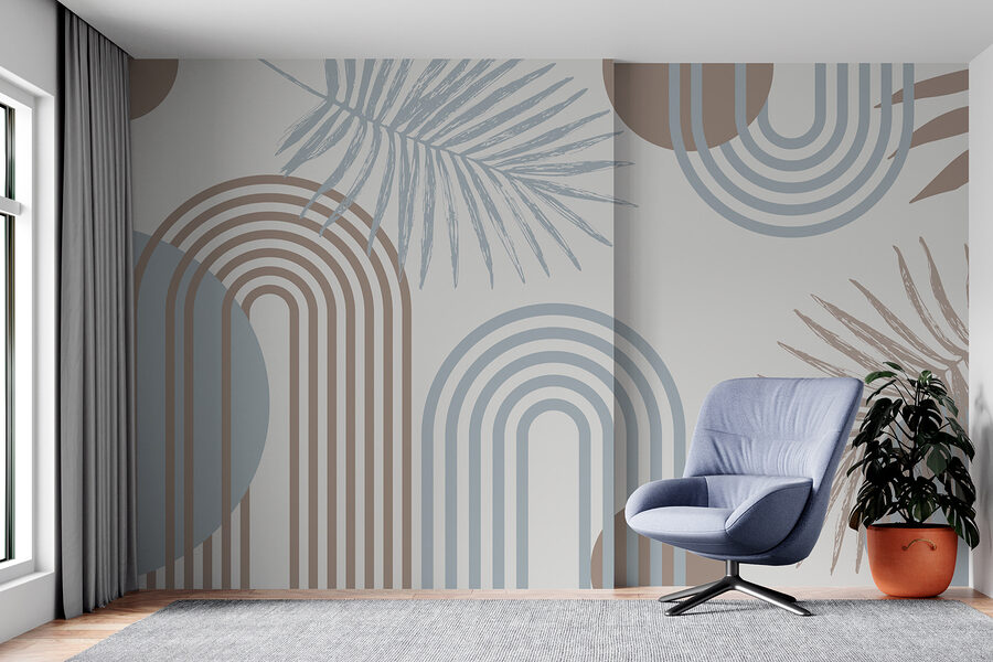 Papel de parede Padrão de folhas e um arco-íris - Image 4
