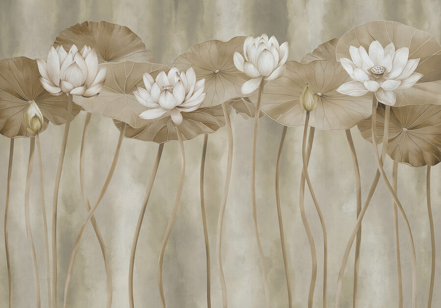 Grupo de flores e folhas brancas