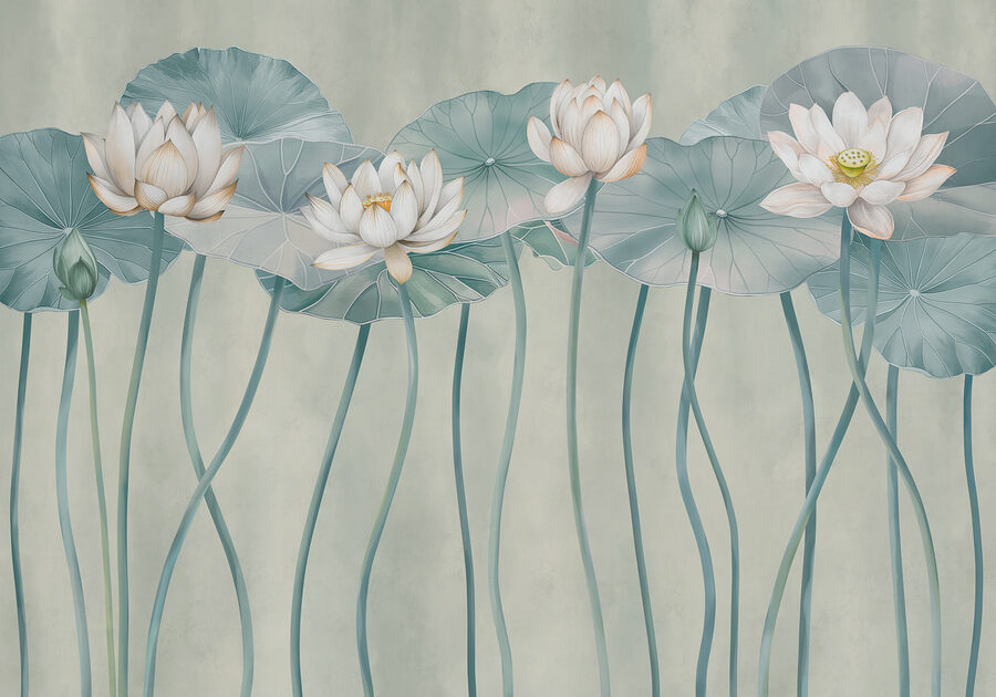 Grupo de flores brancas e folhas verdes
