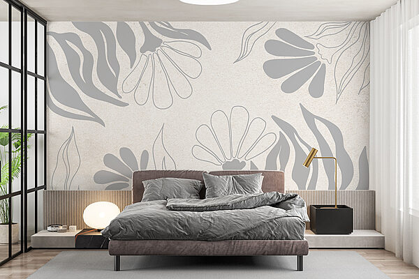 Padrão floral branco e cinzento Padrão floral branco e cinzento
