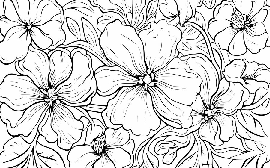 Desenho a preto e branco de flores