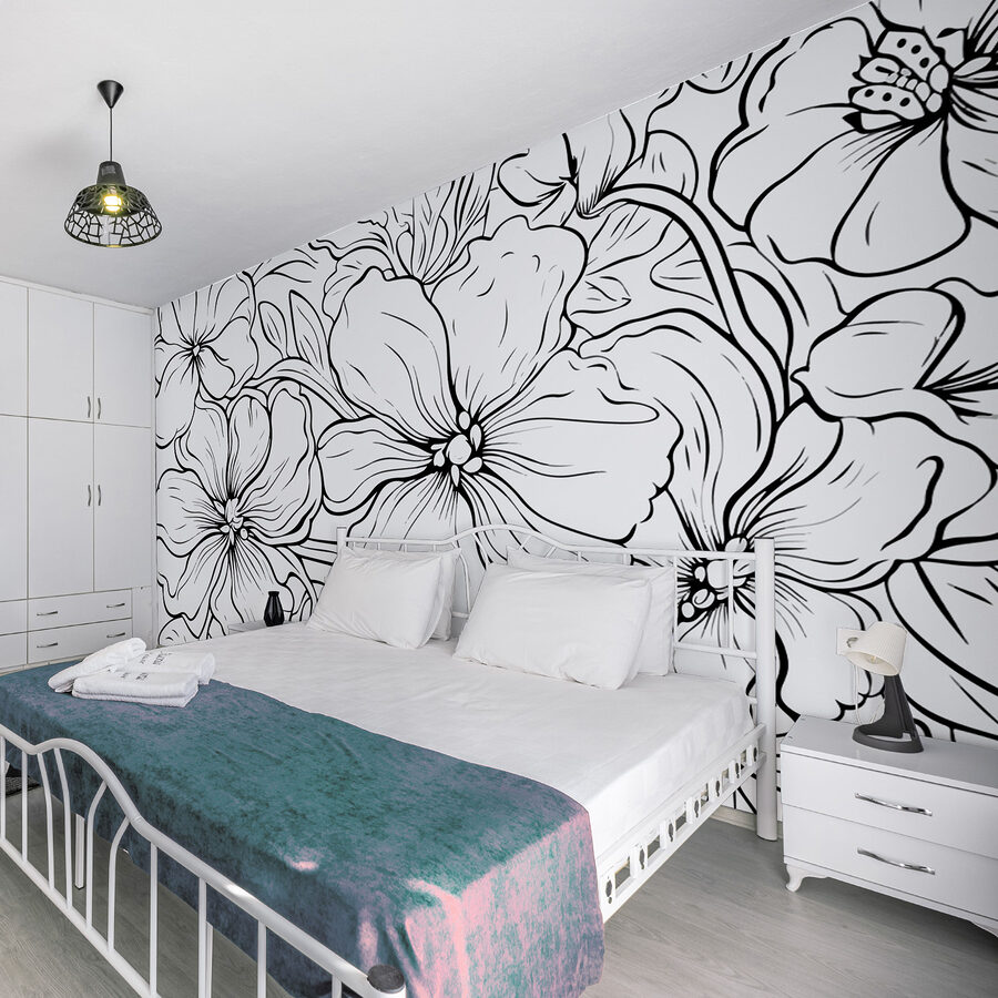 Desenho a preto e branco de flores
