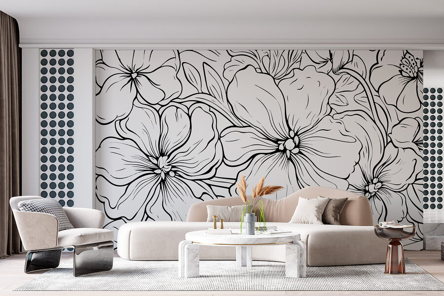 Desenho a preto e branco de flores