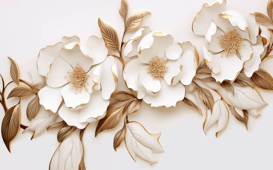 Papel de parede Flores elegantes em tons cremosos. - Image 4