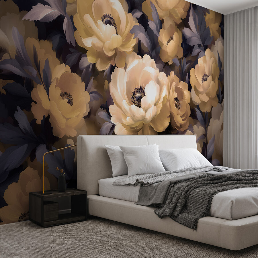 Grupo de flores com folhas