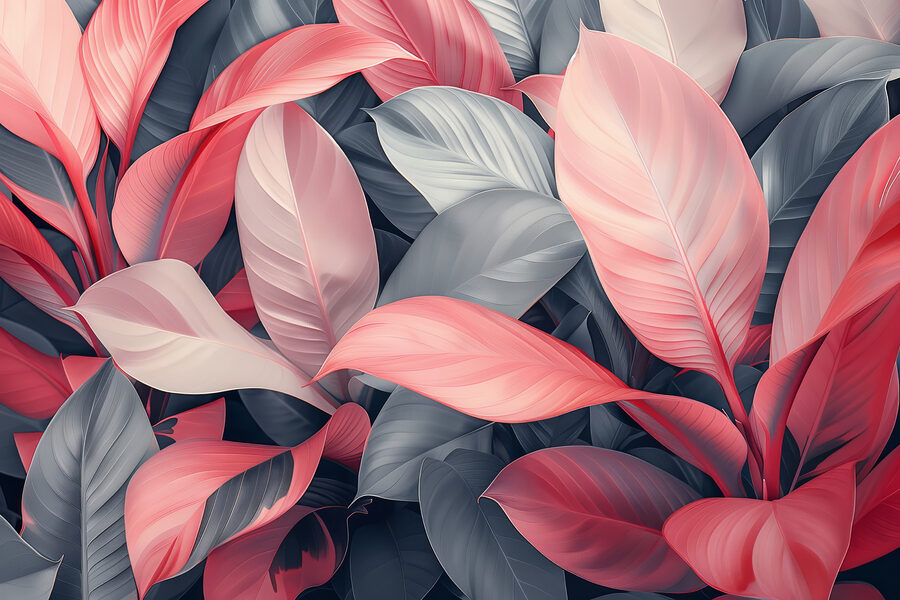 Papel de parede Grupo de folhas cor-de-rosa e cinzentas - Image 4