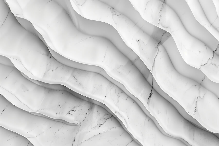 Superfície de mármore branco com linhas onduladas Superfície de mármore branco com linhas onduladas