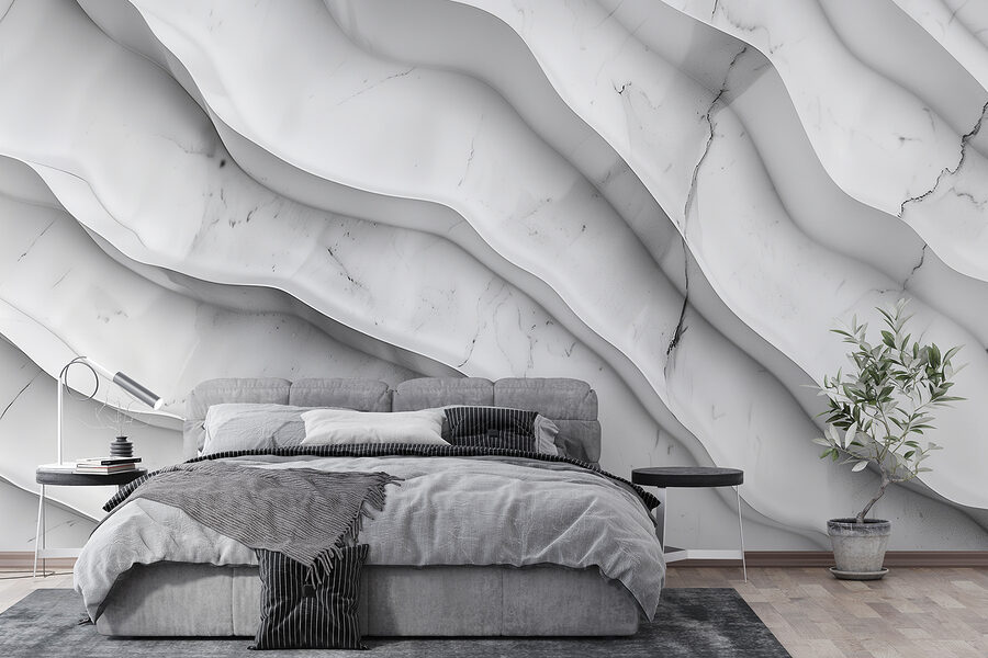 Superfície de mármore branco com linhas onduladas Superfície de mármore branco com linhas onduladas