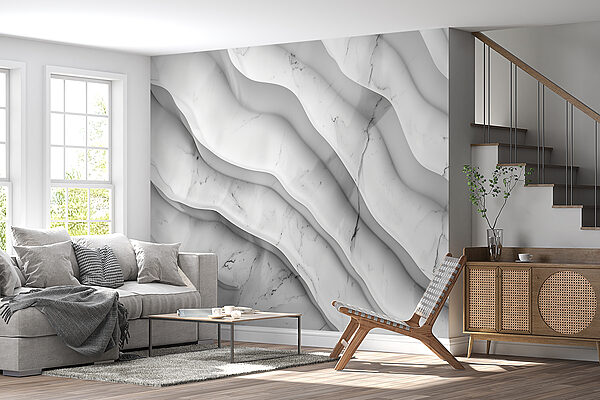 Superfície de mármore branco com linhas onduladas Superfície de mármore branco com linhas onduladas
