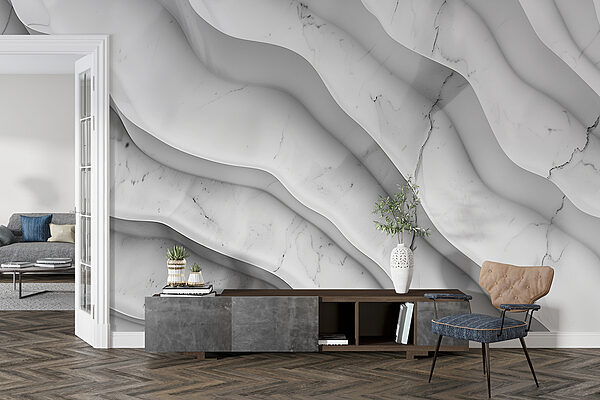 Superfície de mármore branco com linhas onduladas Superfície de mármore branco com linhas onduladas