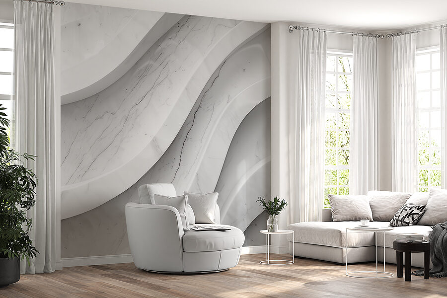 Parede de mármore branco com linhas
