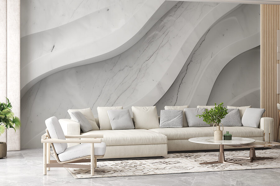 Parede de mármore branco com linhas
