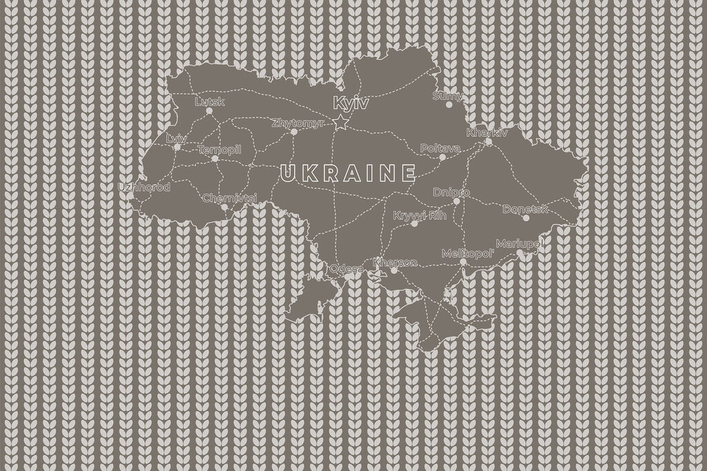 Mapa da Ucrânia com texto a branco Mapa da Ucrânia com texto a branco