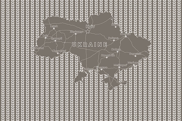 Mapa da Ucrânia com texto a branco Mapa da Ucrânia com texto a branco