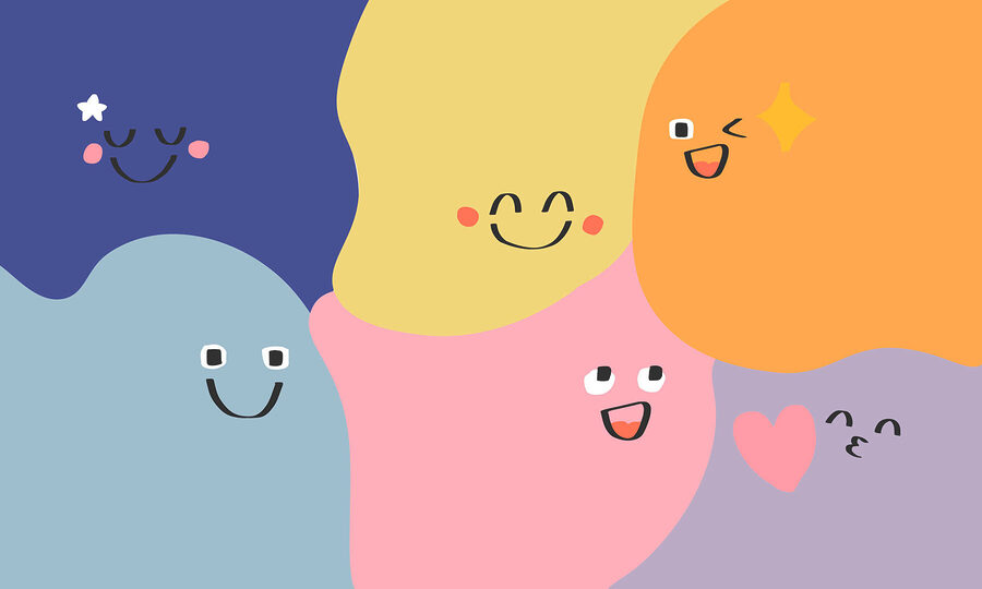 Papel de parede Grupo de formas coloridas com rostos - Image 3