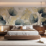 Papel de parede Folhas delicadas em tons suaves