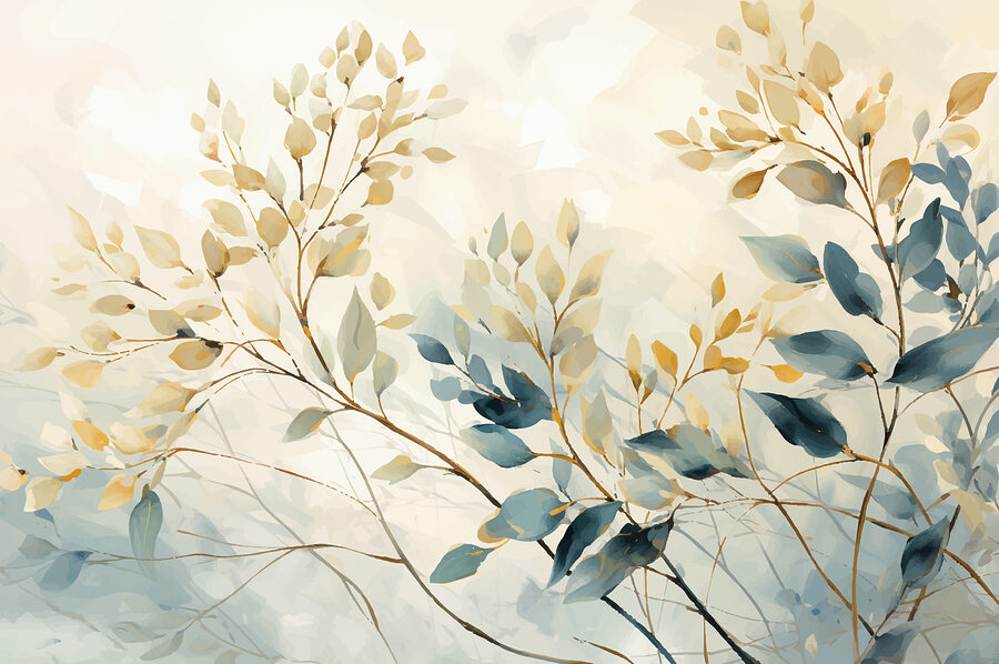 Pintura de folhas e ramos