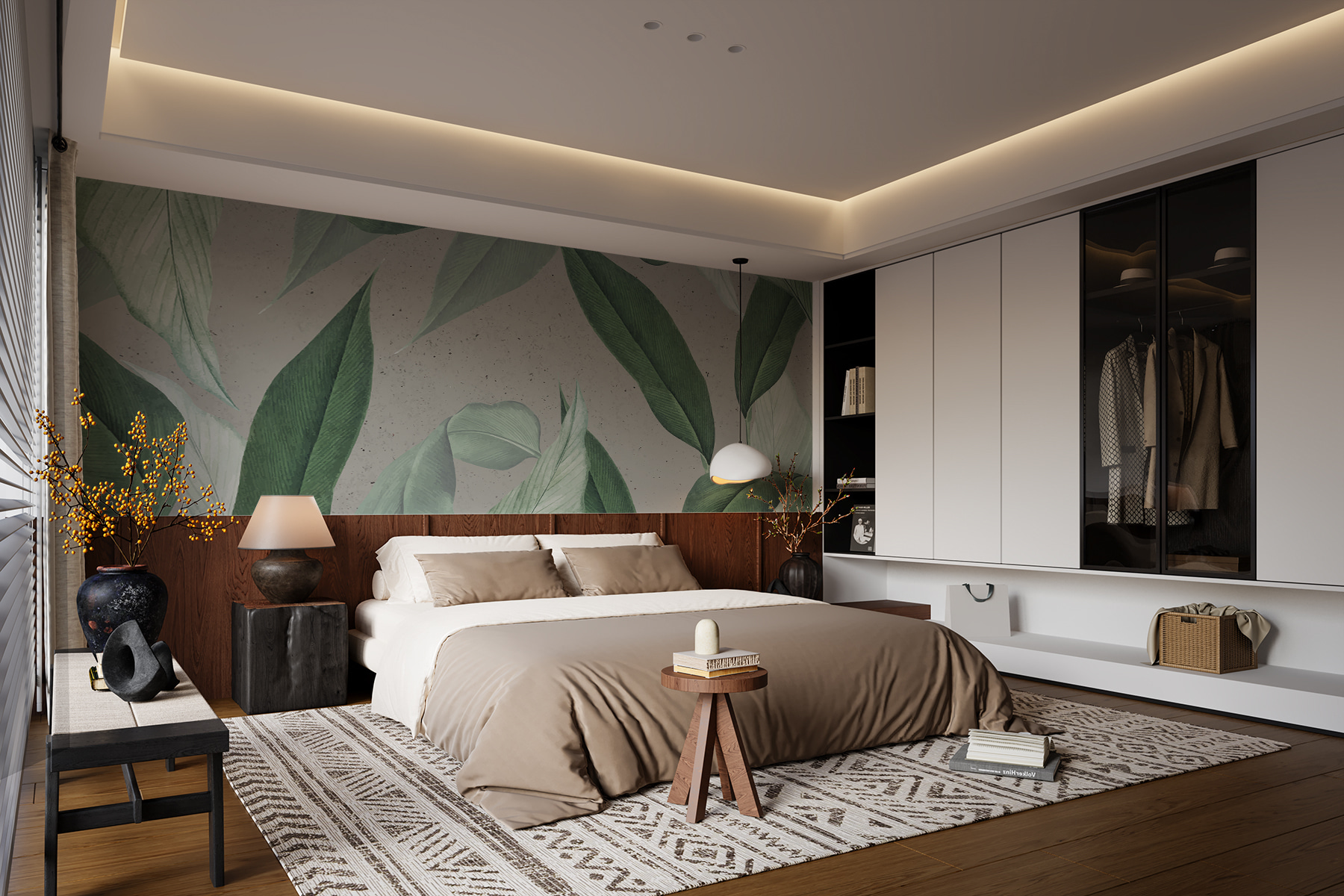 Pattern of green leaves