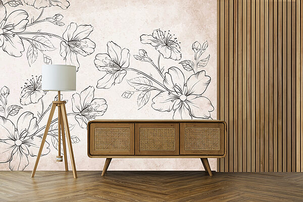 Desenho de flores sobre um fundo branco Desenho de flores sobre um fundo branco