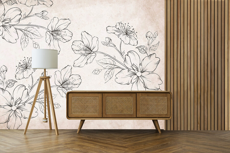 Desenho de flores sobre um fundo branco