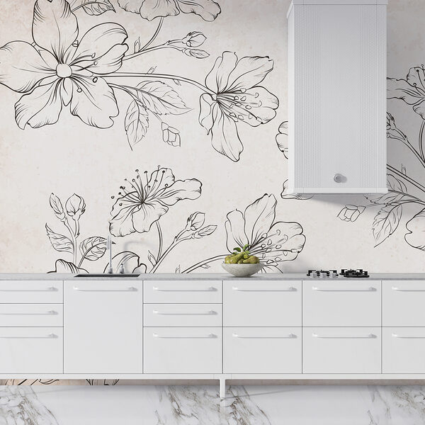 Desenho de flores sobre um fundo branco Desenho de flores sobre um fundo branco