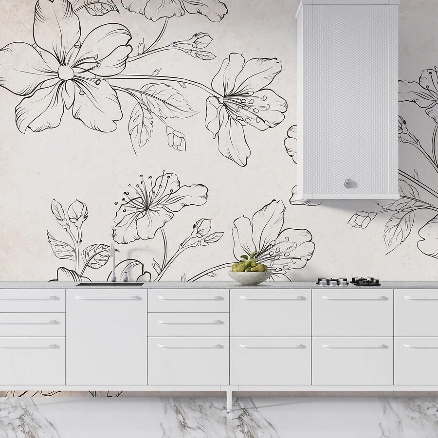 Desenho de flores sobre um fundo branco