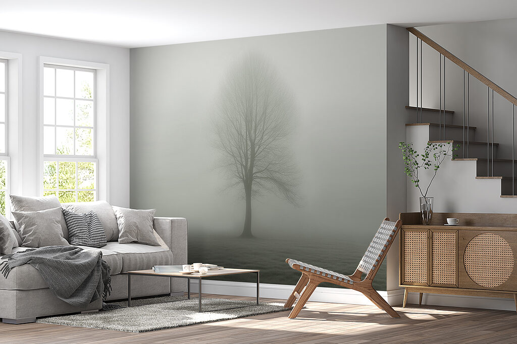 Tree in a foggy field Tree in a foggy field