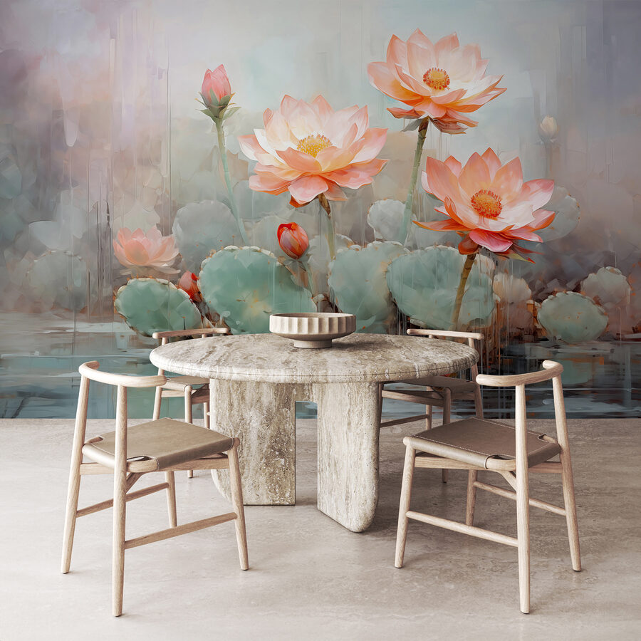 Grupo de flores cor-de-rosa com folhas verdes