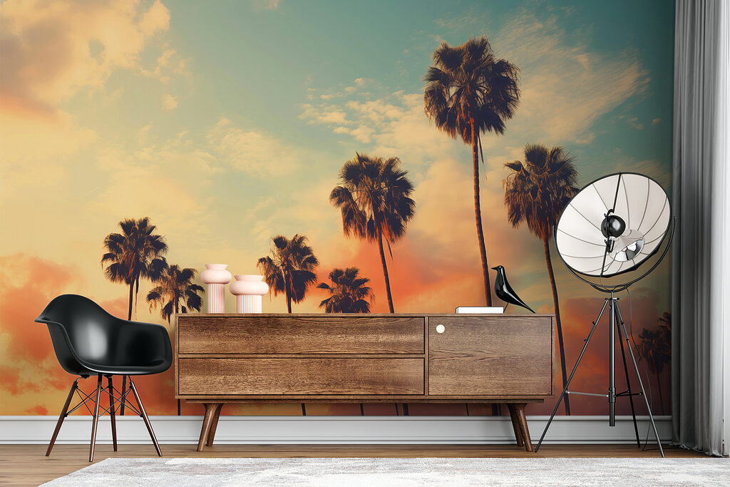 Group of palm trees against a sunset Group of palm trees against a sunset