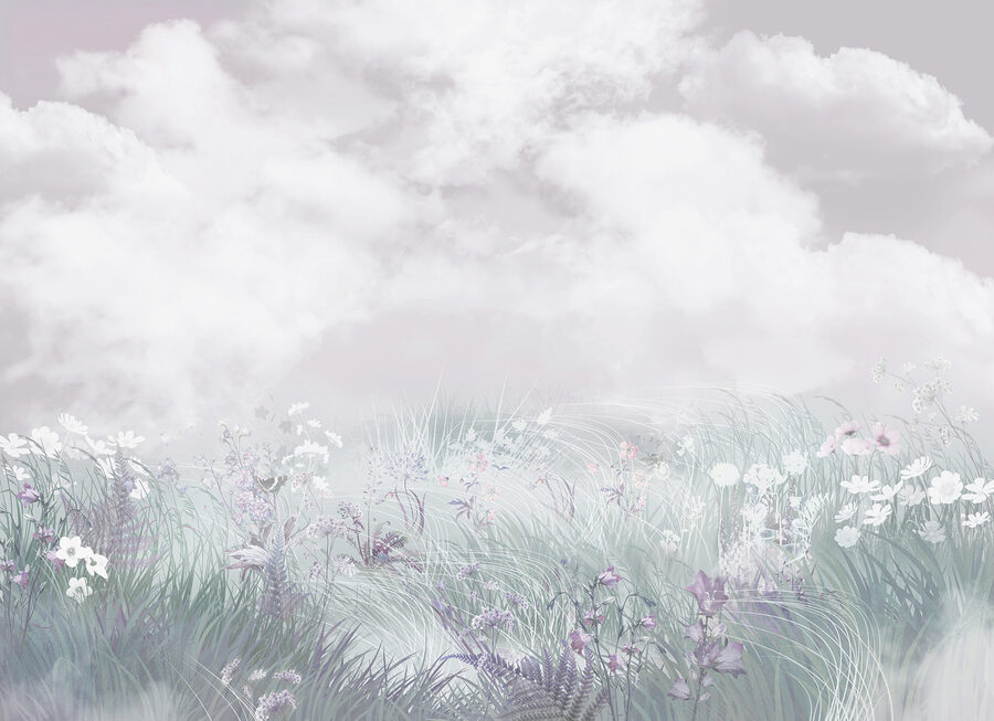 Campo de flores e relva