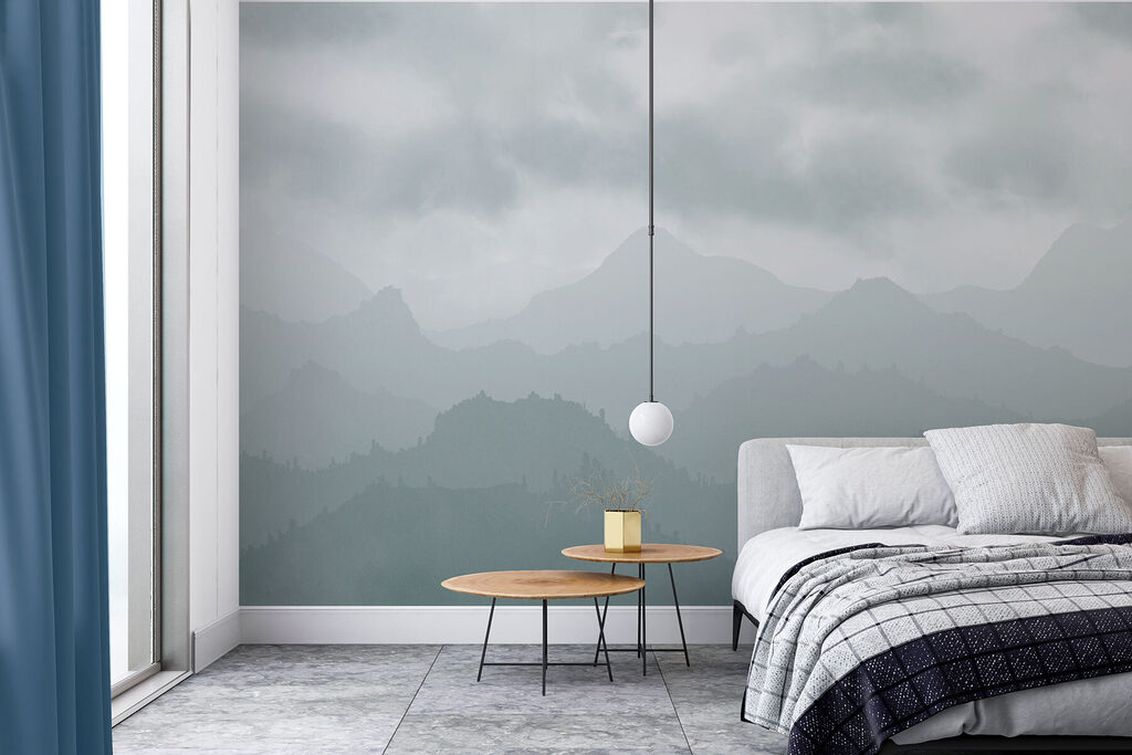 Foggy mountain range