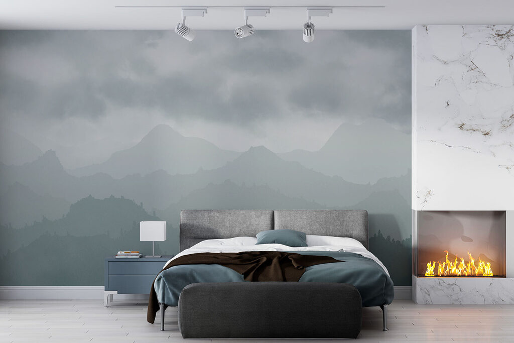 Foggy mountain range