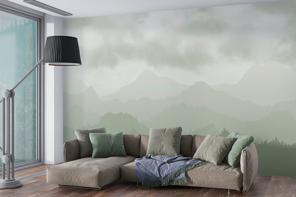 Foggy mountain range