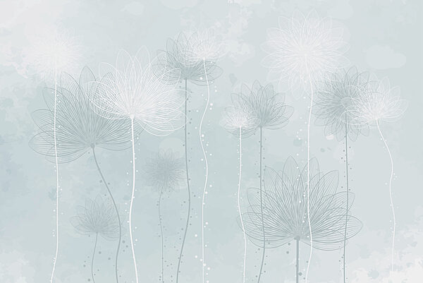 Flores brancas sobre um fundo azul claro Flores brancas sobre um fundo azul claro