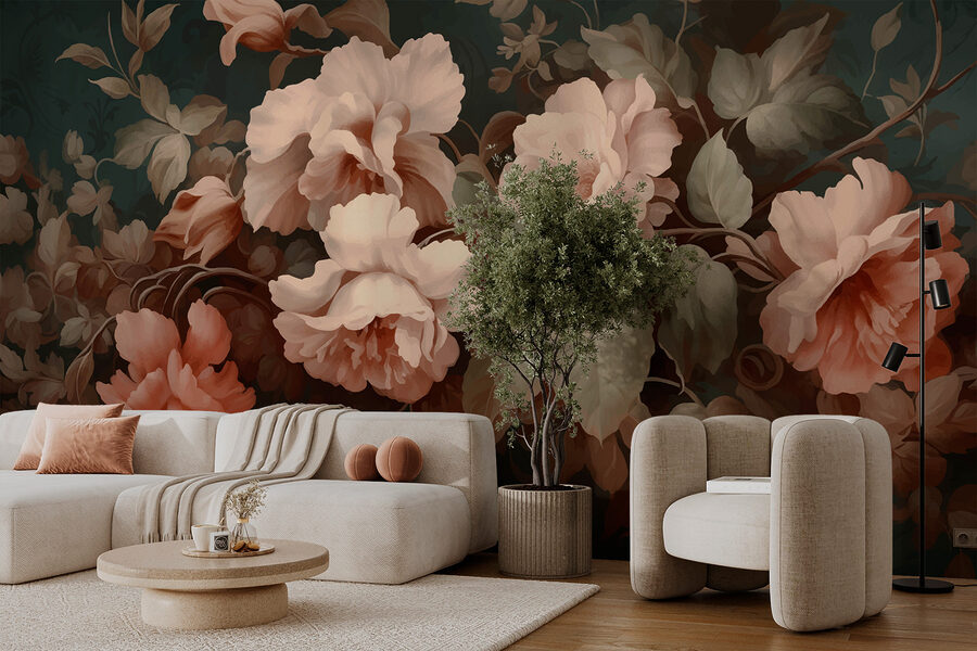 Pintura de flores sobre um fundo escuro
