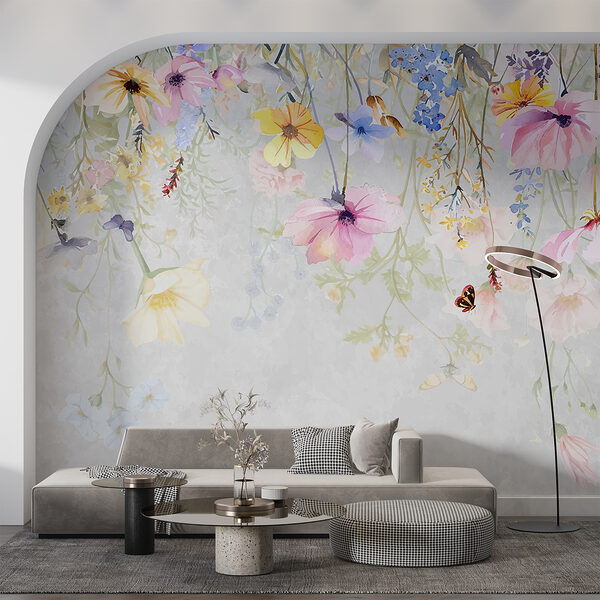 Pintura de flores e borboletas Pintura de flores e borboletas