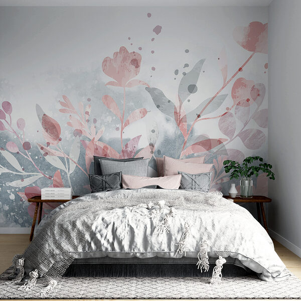 Desenho floral cor-de-rosa e cinzento Desenho floral cor-de-rosa e cinzento