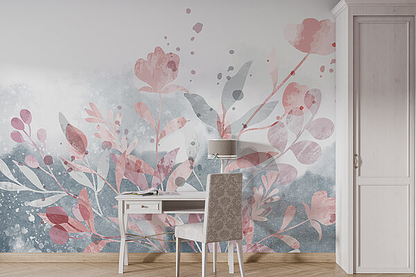 Desenho floral cor-de-rosa e cinzento Desenho floral cor-de-rosa e cinzento
