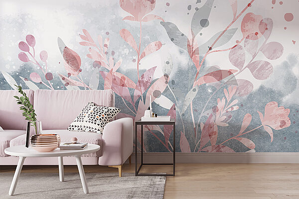 Desenho floral cor-de-rosa e cinzento Desenho floral cor-de-rosa e cinzento