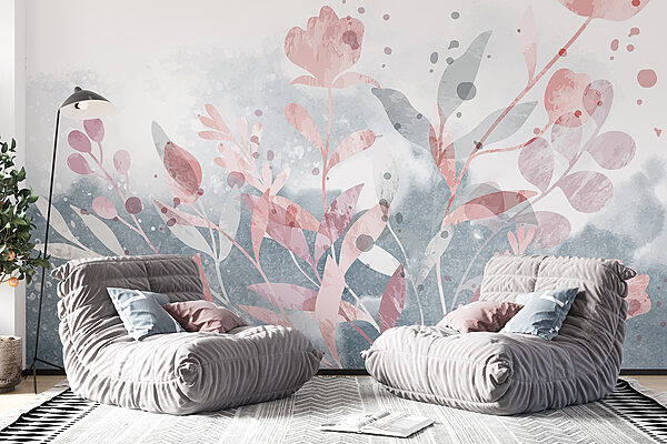 Desenho floral cor-de-rosa e cinzento Desenho floral cor-de-rosa e cinzento