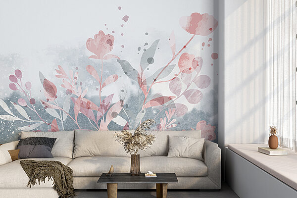 Desenho floral cor-de-rosa e cinzento Desenho floral cor-de-rosa e cinzento